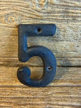 Number "5" (Five) House Address Number Solid Cast Iron 3 5/8" tall 13021-5
